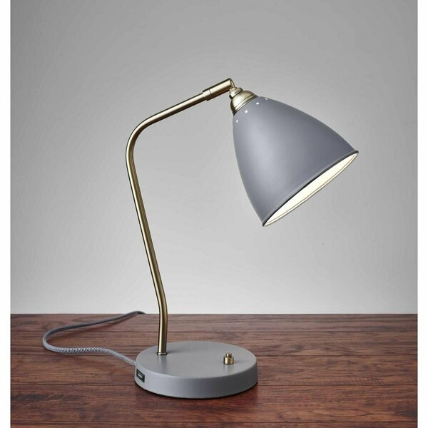 Homeroots Gray Metal Desk Lamp, 6.25 x 11-12.75 x 16-21 in. 372589